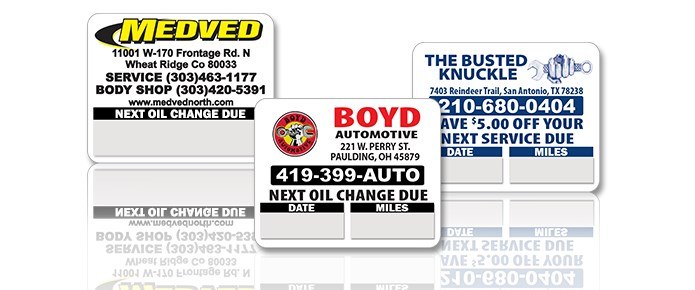 Custom Oil Change Stickers are low cost