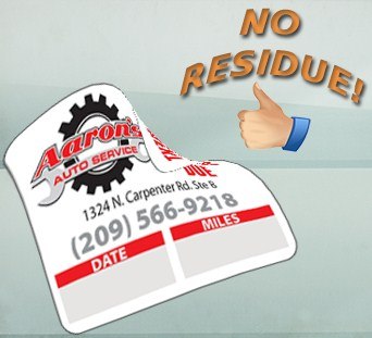 Removable Adhesive no residue oil change stickers